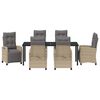 vidaXL Tuin eettafelset met kussen 7 pcs Beige poly rattan