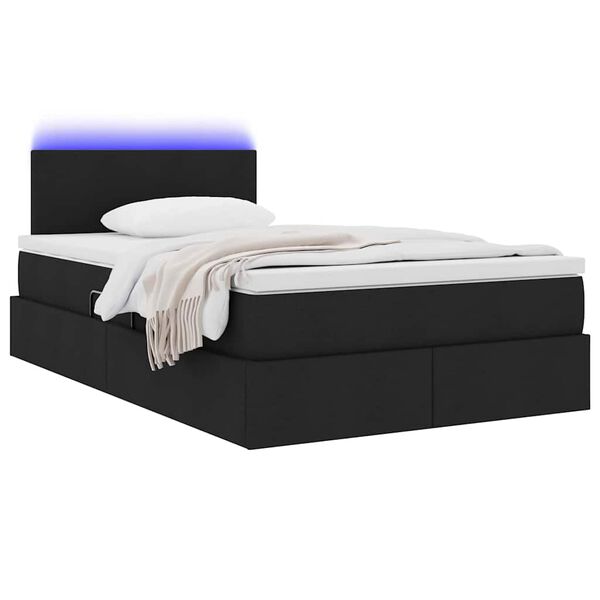 vidaXL Opbergbed met LED met matras Zwart 120 x 200 cm Polyester