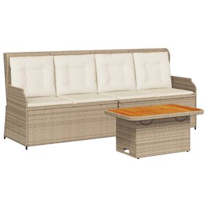 vidaXL 3-delige Loungeset met kussens poly rattan beige