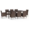 vidaXL 9-delige Tuinset met kussens poly rattan bruin