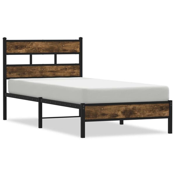vidaXL Bedframe met hoofdbord zonder matras sonoma eiken 75x190 cm