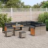 vidaXL Tuinbankenset met kussen 13 pcs Grijs poly rattan