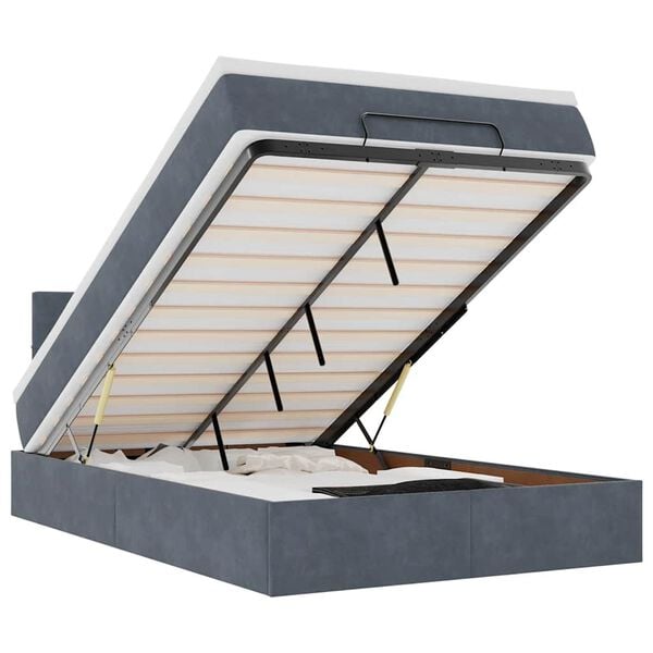 vidaXL Ottoman bed met matras 120x200cm fluweel donkergrijs