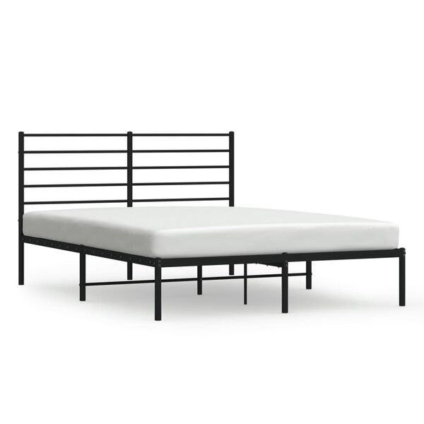 vidaXL Bedframe met hoofdbord metaal zwart 140x190 cm