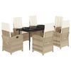 vidaXL 7-delige Tuinset met kussens poly rattan beige