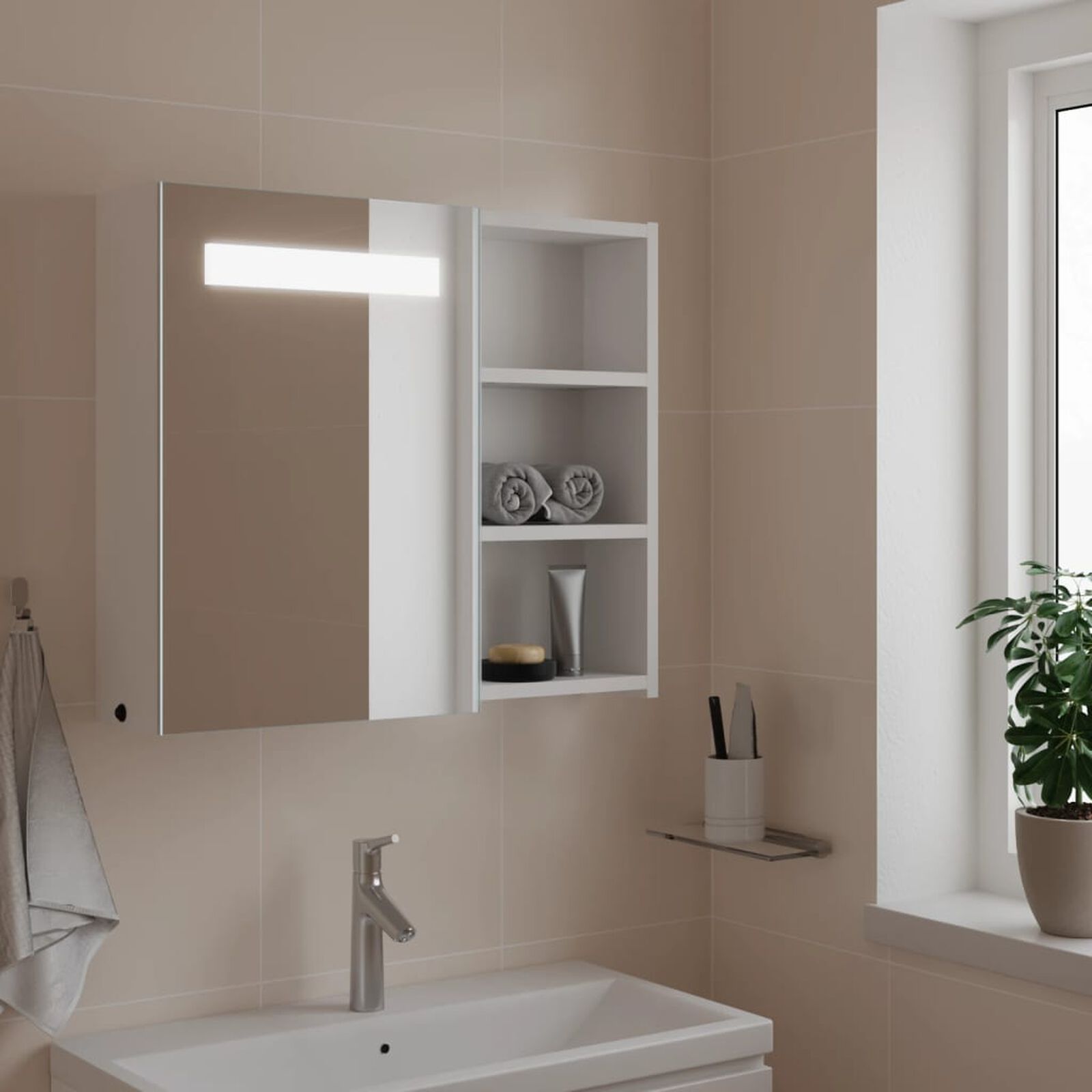 vidaXL Badkamerkast met spiegel en LED 60x13x52 cm