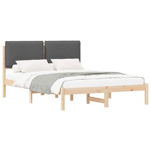 vidaXL Bedframe met Gevoerd Hoofdgedeelte Donkergrijs 135 x 190 cm