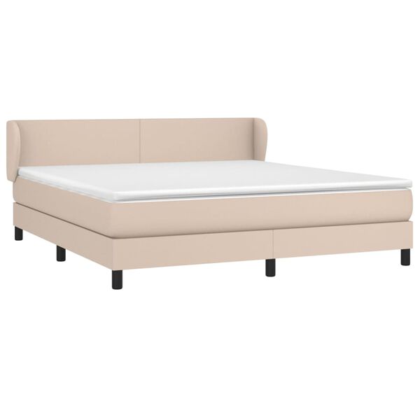 vidaXL Boxspring met matras kunstleer cappuccinokleurig 160x200 cm