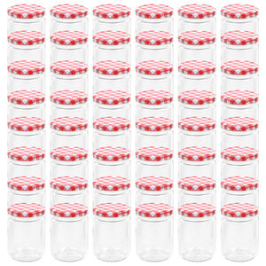 vidaXL Jampotten met wit met rode deksels 48 st 230 ml glas