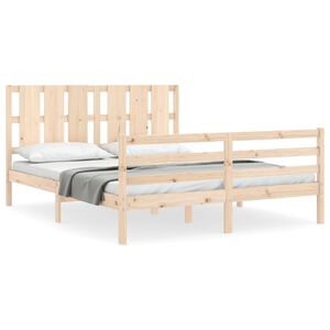 vidaXL Bedframe met hoofdbord massief hout