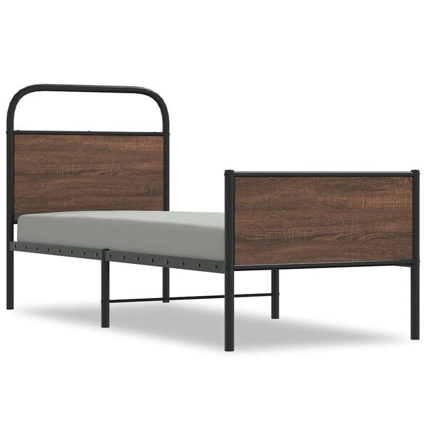 vidaXL Bedframe zonder matras bewerkt hout bruin eikenkleur 75x190 cm
