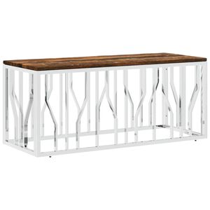 vidaXL Salontafel roestvrij staal en massief hergebruikt hout