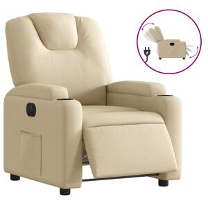 vidaXL Fauteuil verstelbaar elektrisch stof cr&egrave;mekleurig