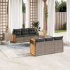 vidaXL 7-delige Loungeset met kussens poly rattan grijs