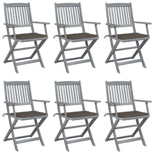 vidaXL Inklapbare stoelen 6 st met kussens massief acaciahout