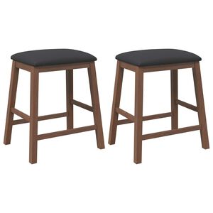 vidaXL Barstoelen met kussens 2 st massief hout rubber bruin
