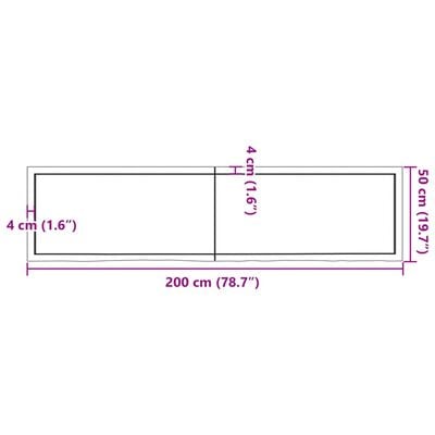 vidaXL Wandschap 200x50x(2-4)cm behandeld massief eikenhout lichtbruin