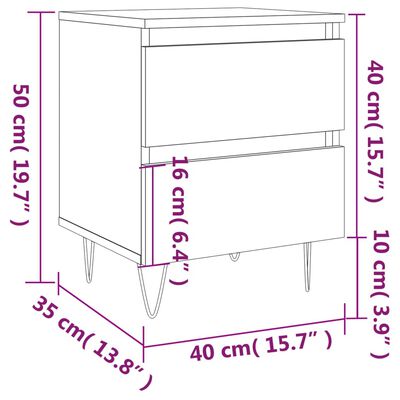 vidaXL Nachtkastjes 2 st 40x35x50 cm bewerkt hout zwart