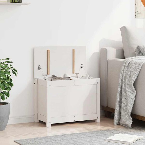 vidaXL Opbergbox wit 60x32x45,5 cm massief grenenhout