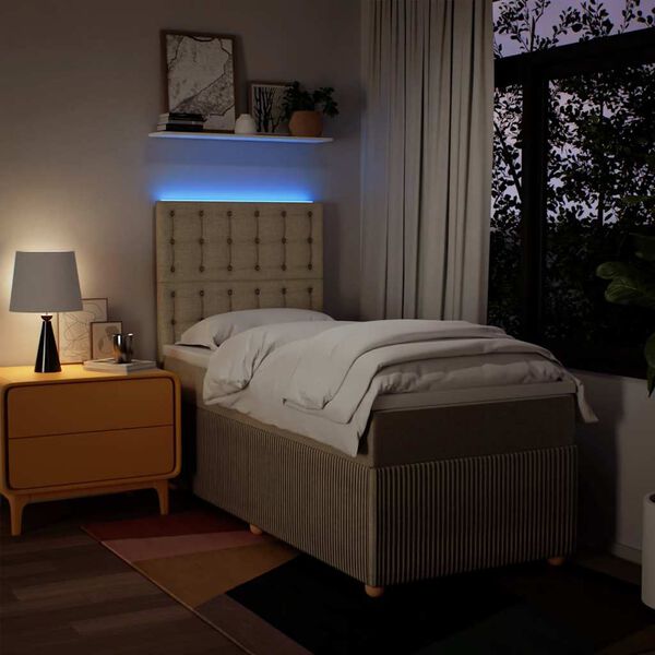 vidaXL Boxspring met matras stof cr&egrave;mekleurig 90x190 cm