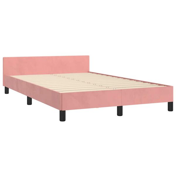 vidaXL Bedframe met hoofdeinde zonder matras 120x200 cm fluweel roze