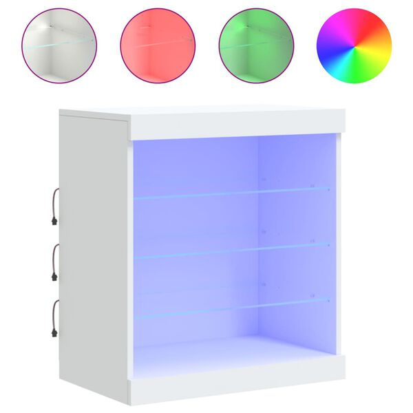 vidaXL Dressoir met LED-verlichting 60,5x37x67 cm wit