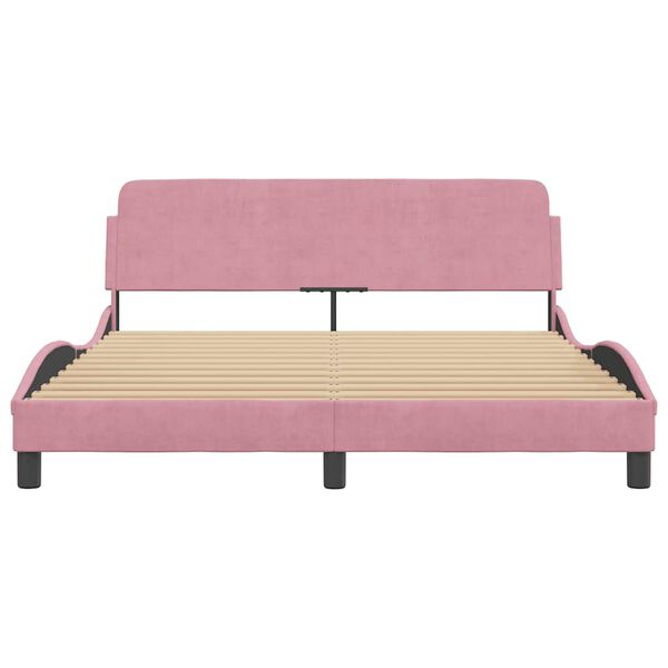 vidaXL Bedframe met hoofdeinde "Dover" 160x200 cm fluweel roze