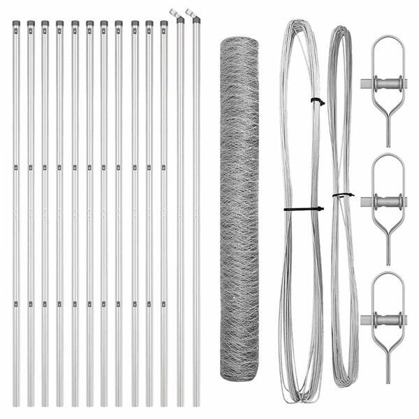 vidaXL Afrasteringspaal Zilver 25 x 1,2 m (50 mm gaas) Staal