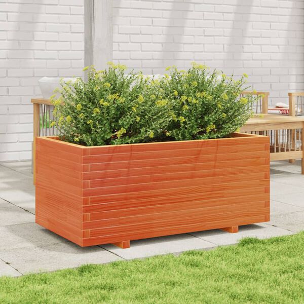 vidaXL Plantenbak 110x60x49,5 cm massief grenenhout wasbruin
