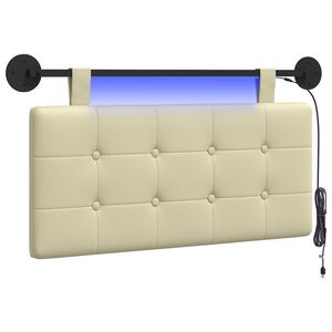 vidaXL Hangend hoofdbord Met LED-verlichting Cr&egrave;mekleurig Kunstleer