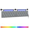 vidaXL Hangend hoofdbord Met LED-verlichting Lichtgrijs Stof