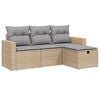 vidaXL 4-delige Loungeset met kussens poly rattan gemengd beige