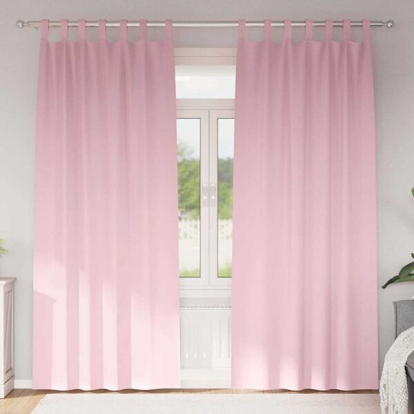 vidaXL Zwart-out Gordijnen met Ringen 2 pcs Babyroze 260 x 140 cm