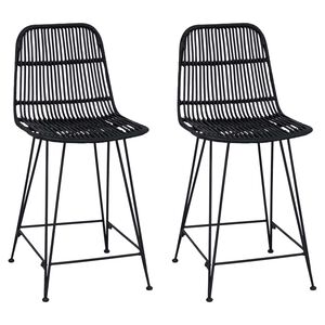 vidaXL Barkruk 2 st Zwart 44 x 54 x 96 cm Rattan en staal