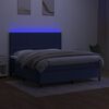 vidaXL Boxspring met matras en LED stof blauw 160x200 cm