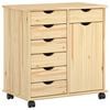 vidaXL Rolling Kast 63,5 x 39 x 65,5 cm Massief Vurenhout Bruin