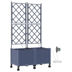 vidaXL Tuin Pot met Irrigatie en Wielen 2 st Grijs 80 x 40 x 148 cm PP