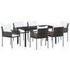 vidaXL Tuin eettafelset 7 st Bruin en zwart PE Rattan
