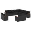 vidaXL 13-delige Loungeset met kussens poly rattan zwart