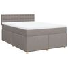 vidaXL Boxspring met matras stof taupe 140x190 cm