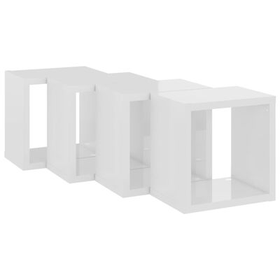 vidaXL Wandschappen kubus 4 st 22x15x22 cm hoogglans wit