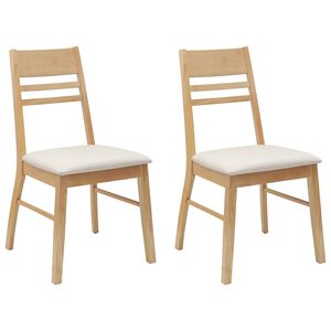 vidaXL Eettafelstoelen 2 st Massief Rubberhout Naturel 43 x 54 x 89 cm