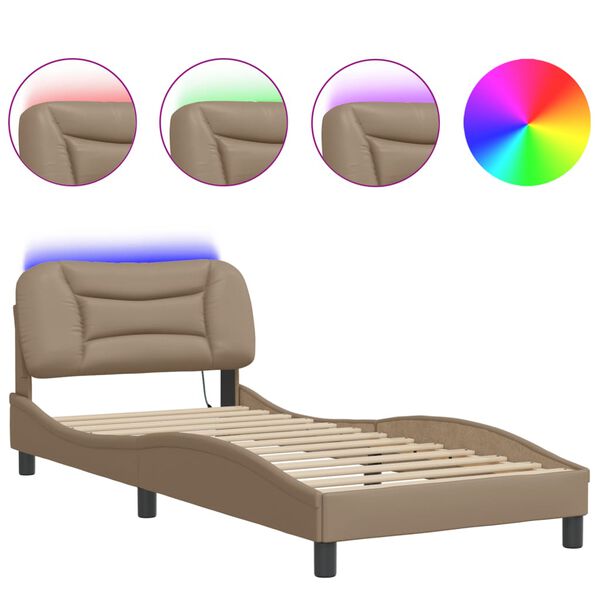 vidaXL Bedframe met LED zonder matras "Hvar" cappuccino 90x190 cm