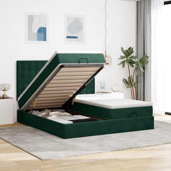 vidaXL Ottoman bed met matrassen en LED's 160x200cm fluweel