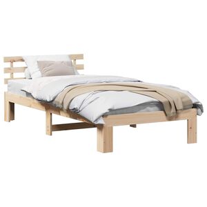 vidaXL Bedframe met hoofdeinde Naturel 90 x 190 cm Massief grenenhout