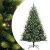 vidaXL Kunstkerstboom met scharnier 300 LEDs Groen 210 cm PVC en PE