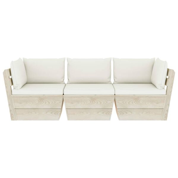 vidaXL Tuinbank 3-zits met kussens pallet vurenhout