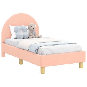 vidaXL Peuterbedframe met hoofdbord Roze 70 x 140 cm Schapenstof