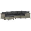 vidaXL 6-delige Loungeset met kussens poly rattan grijs