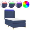 vidaXL Boxspring met matras en LED stof blauw 90x200 cm